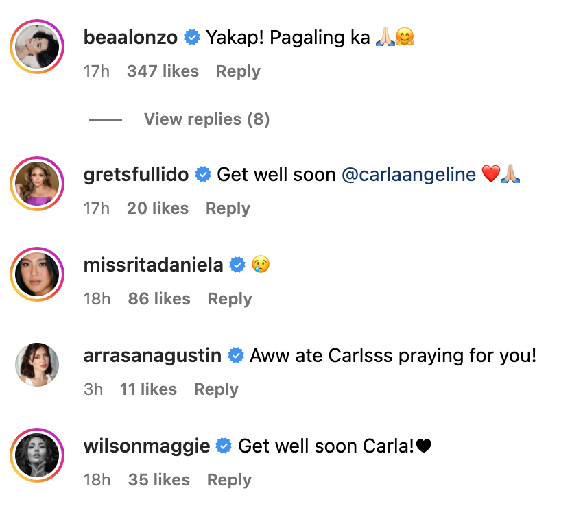 Carla Abellana hospitalized, prays for healing