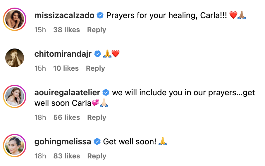 Carla Abellana hospitalized, prays for healing