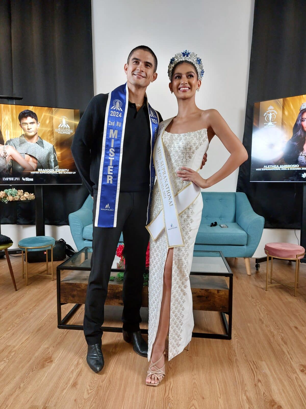 Mister Supranational, 2nd runner-up Brandon Espiritu (left) and Miss Supranational Asia and Oceania Althea Ambrosio. Photo: Armin P. Adina/INQUIRER.net