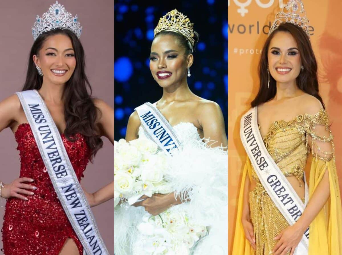 Miss Universe Philippines Chelsea Manalo (center) will be with her national pageant sisters Victoria Velasquez Vincent (lett) and Christina Chalk in the 73rd Miss Universe pageant. Images: Facebook/Miss Universe New Zealand 2024, Miss Universe Philippines, and Miss Universe Great Britain.