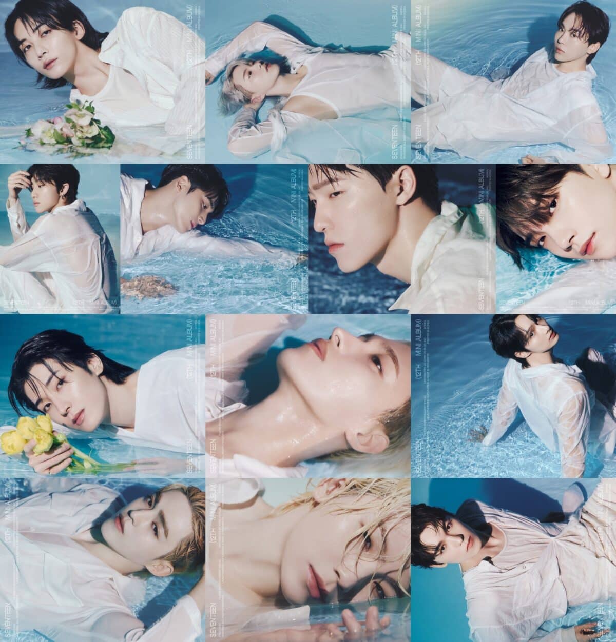 Seventeen's first batch of teaser photos for "Spill the Feels." Images: Courtesy of Pledis Entertainment