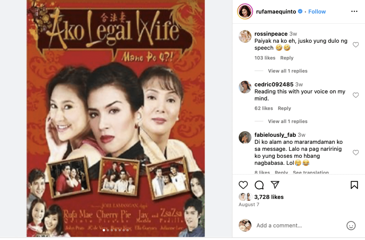 Screenshot from Rufa Mae Quinto's Instagram post