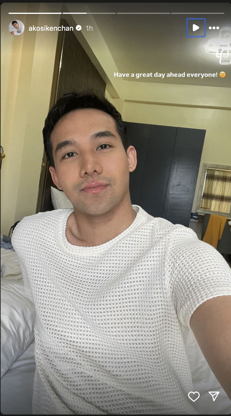 Ken Chan. Larawan mula sa kanyang Instagram Stories