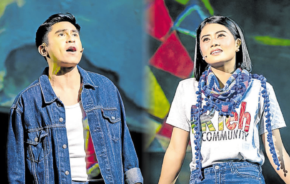 CJ Navato (left) as Popoy and Nicole Omillo as Basha in “One More Chance The Musical”