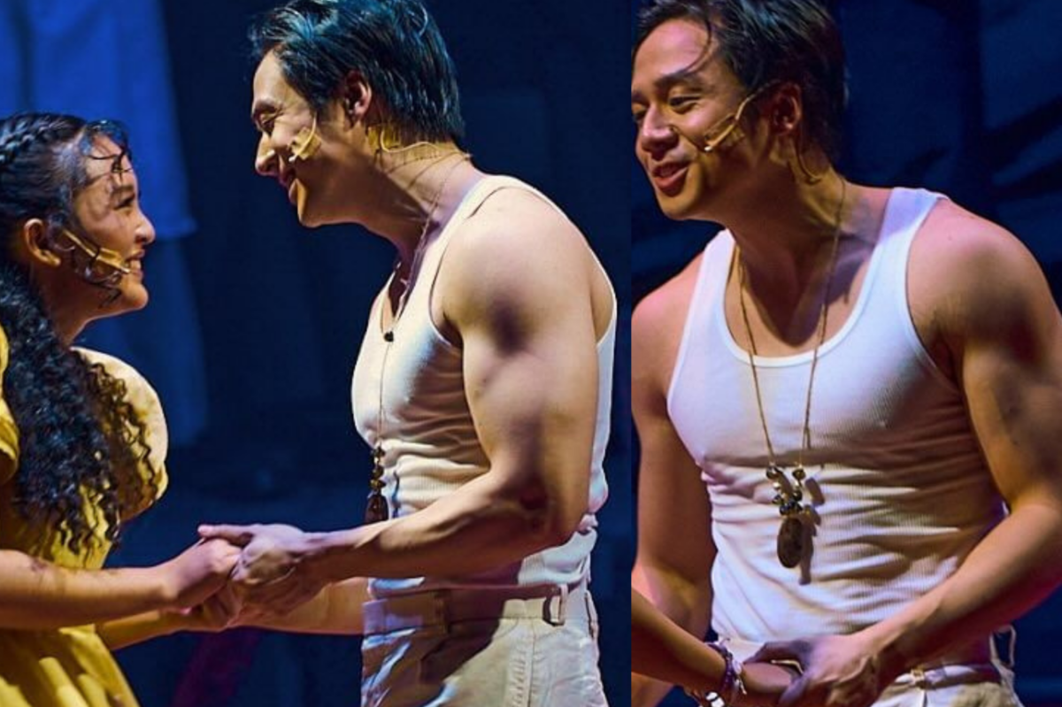 Sam Concepcion’s buff arms in ‘Once on this Island’ send netizens into frenzy. Images: Instagram/@9workstheatrical