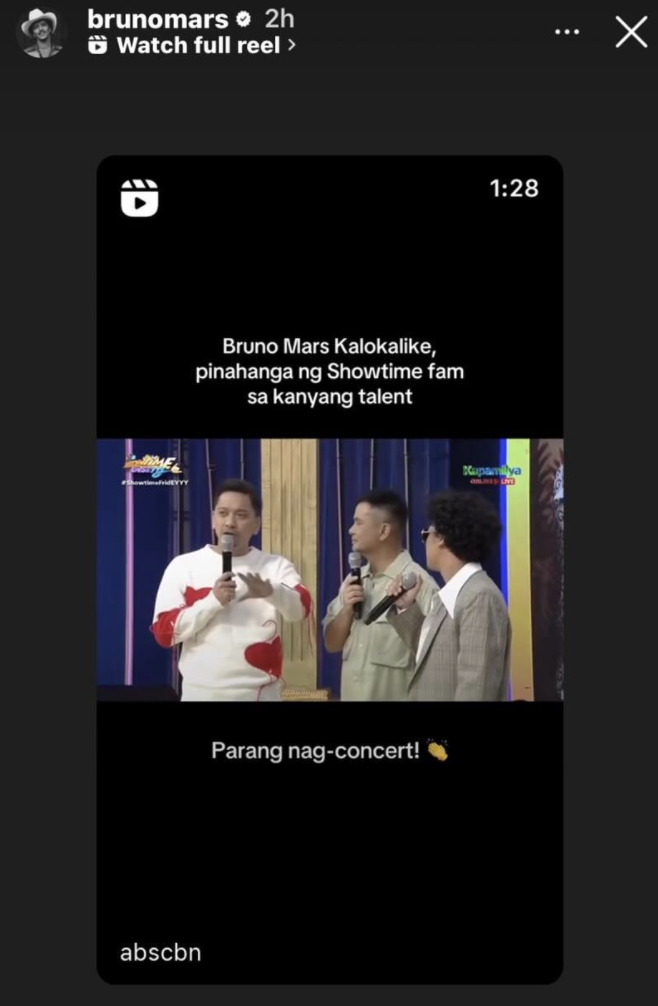 Bruno Mars notices Filipino ‘Kalokalike’ from 'It’s Showtime'