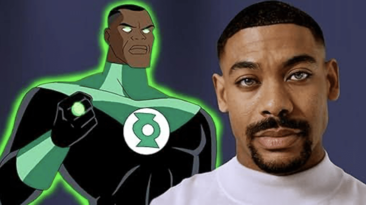 Aaron Pierre as the Green Lantern John Stewart. Combined images from HBO, Warner Bros. Television and DC Studios