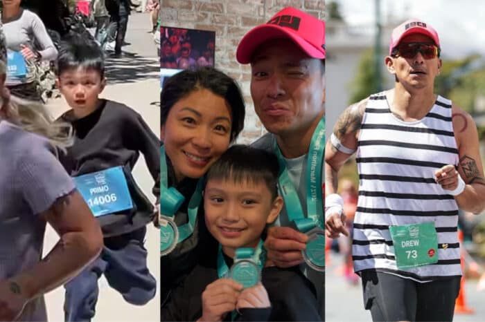 Drew Arellano finishes New Zealand marathon; son Primo runs with him