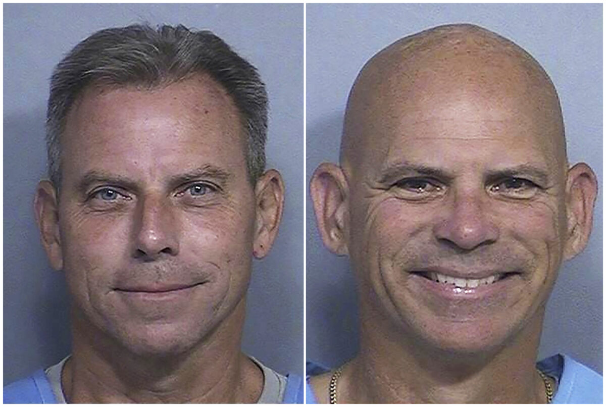 This combination of two booking photos provided by the California Department of Corrections shows Erik Menendez (left) and Lyle Menendez. Image: California Dept. of Corrections via AP