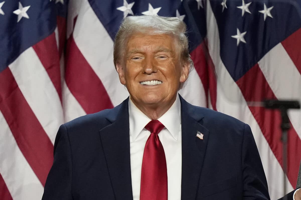 Republican presidential nominee former President Donald Trump is pictured at an election night watch party, Wednesday, Nov. 6, 2024, in West Palm Beach, Florida. Image: AP Photo/Alex Brandon