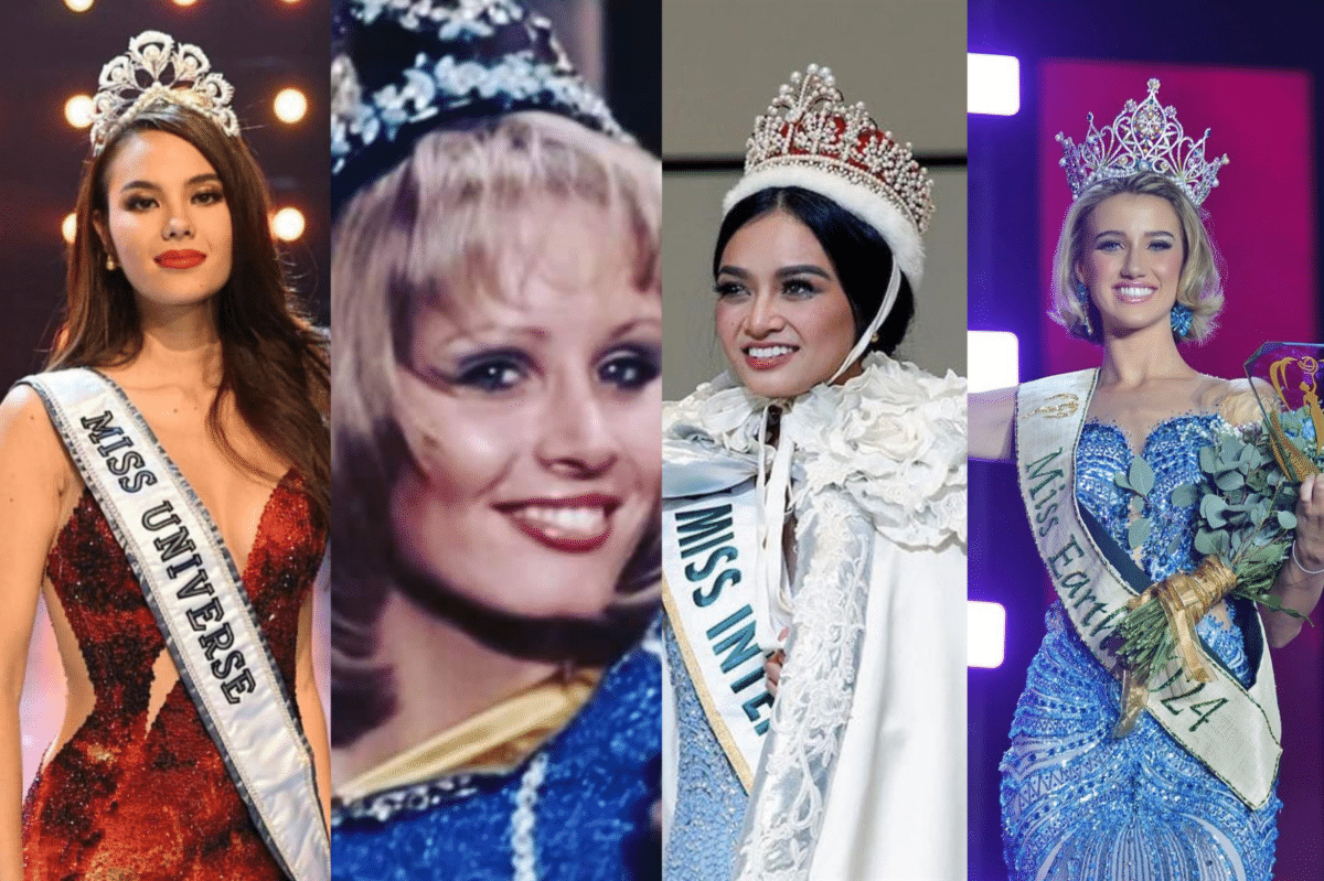 IN THE SPOTLIGHT: PH, Australia, and countries winning in ‘Big Four’ pageants. Images: Miss Universe, Miss World, Miss International, and Miss Earth's social media platforms. Jessica Lane