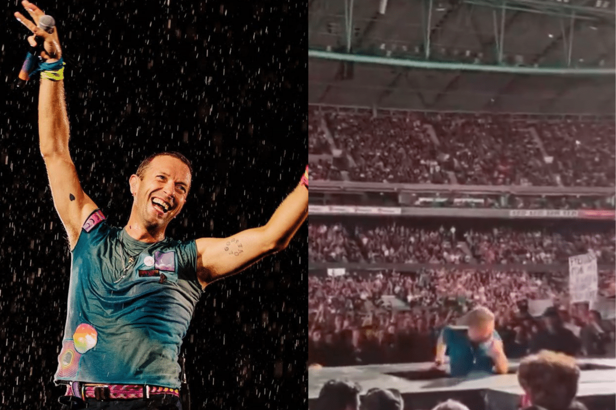 Coldplay’s Chris Martin falls through stage trapdoor during Melbourne concert. Images: Anna Lee via Instagram/@coldplay, Screengrab from X/@CovidPete