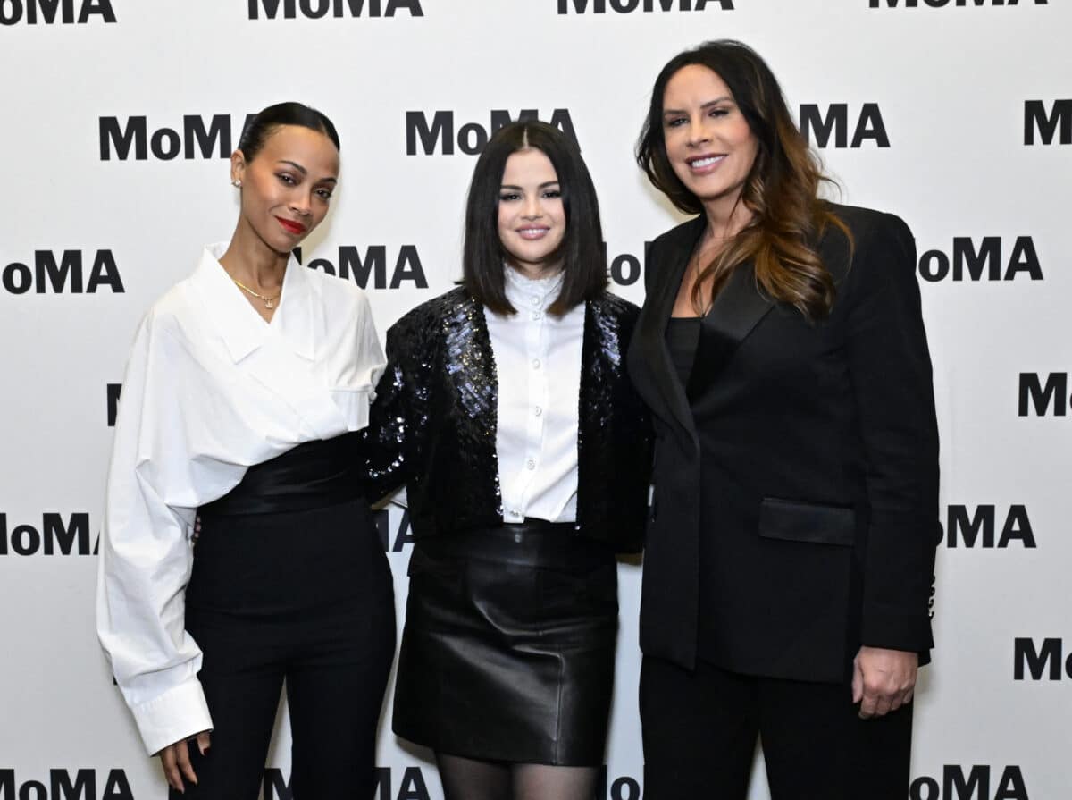 Zoe Saldaña, Selena Gomez and Karla Sofía Gascón attend MoMA's The Contenders 2024 Screening of "Emilia Perez" at Museum of Modern Art on Dec. 03, 2024 in New York City. Image: Eugene Gologursky/Getty Images for Museum of Modern Art/AFP