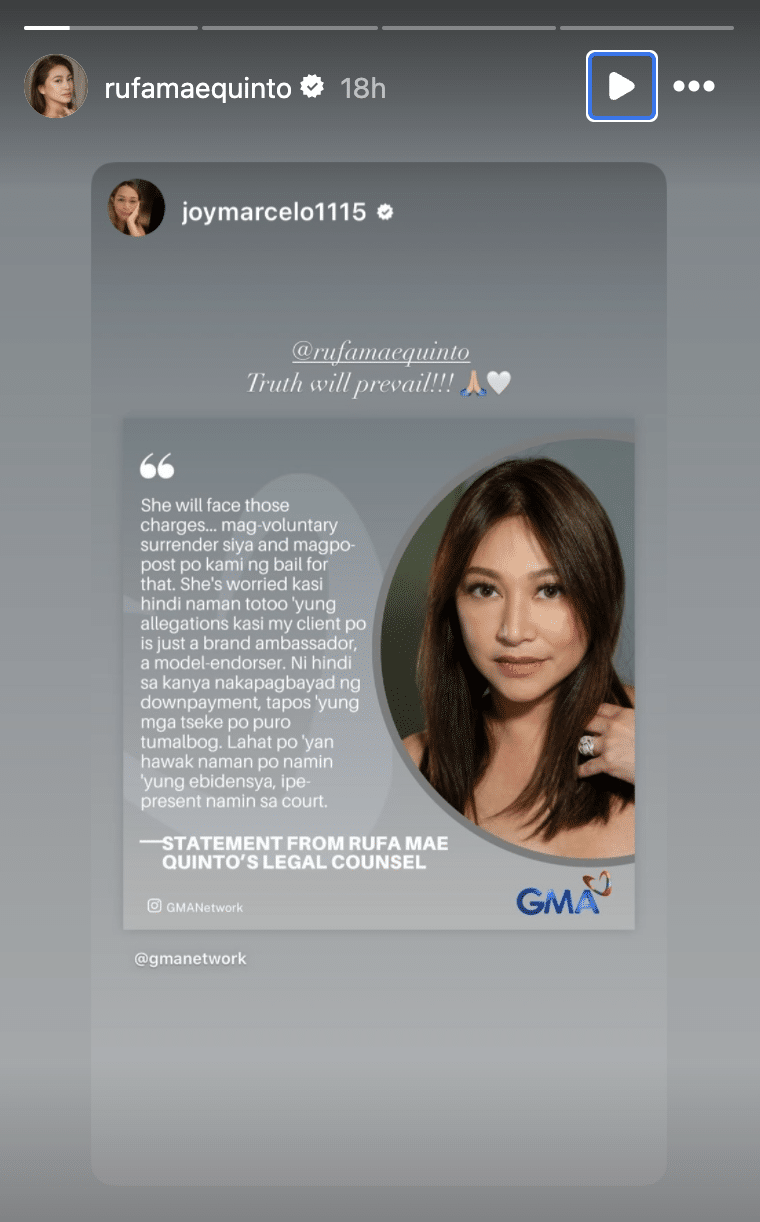 Rufa Mae Quinto commended for 'accountability' amid arrest warrant