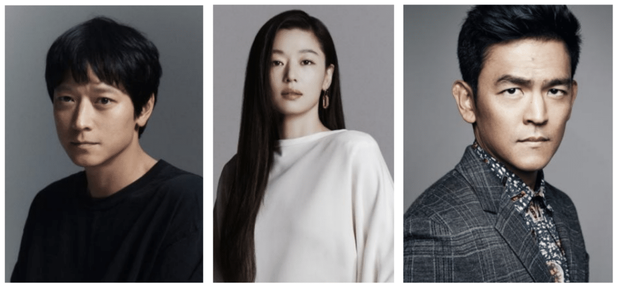 (From left) Kang Dong-won, Jun Ji-hyun, and John Cho. Image: Courtesy of Disney+ Korea