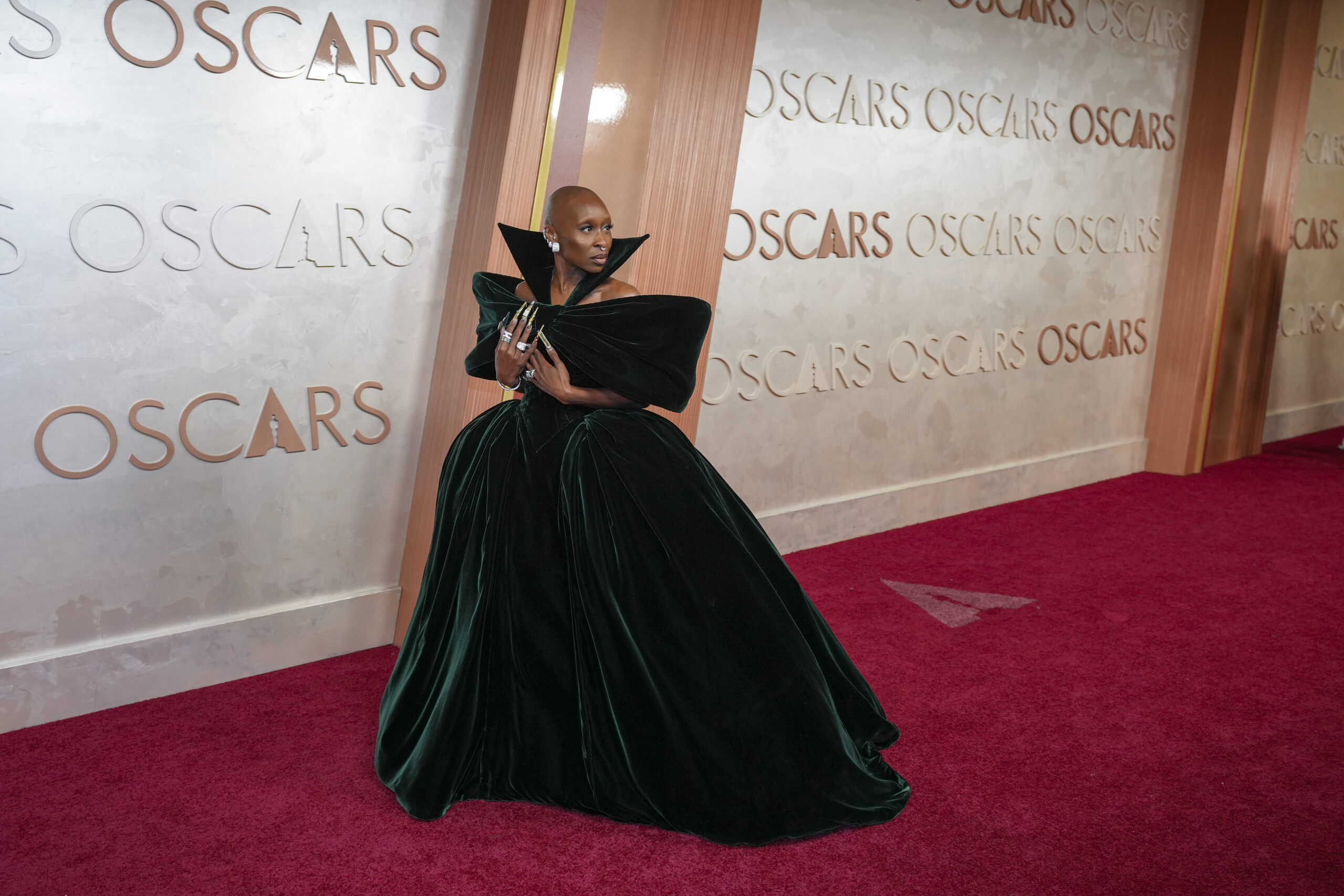 Cynthia Erivo arrives at the Oscars on Sunday, March 2, 2025, at the Dolby Theatre in Los Angeles. Image: AP Photo/Jae C. Hong