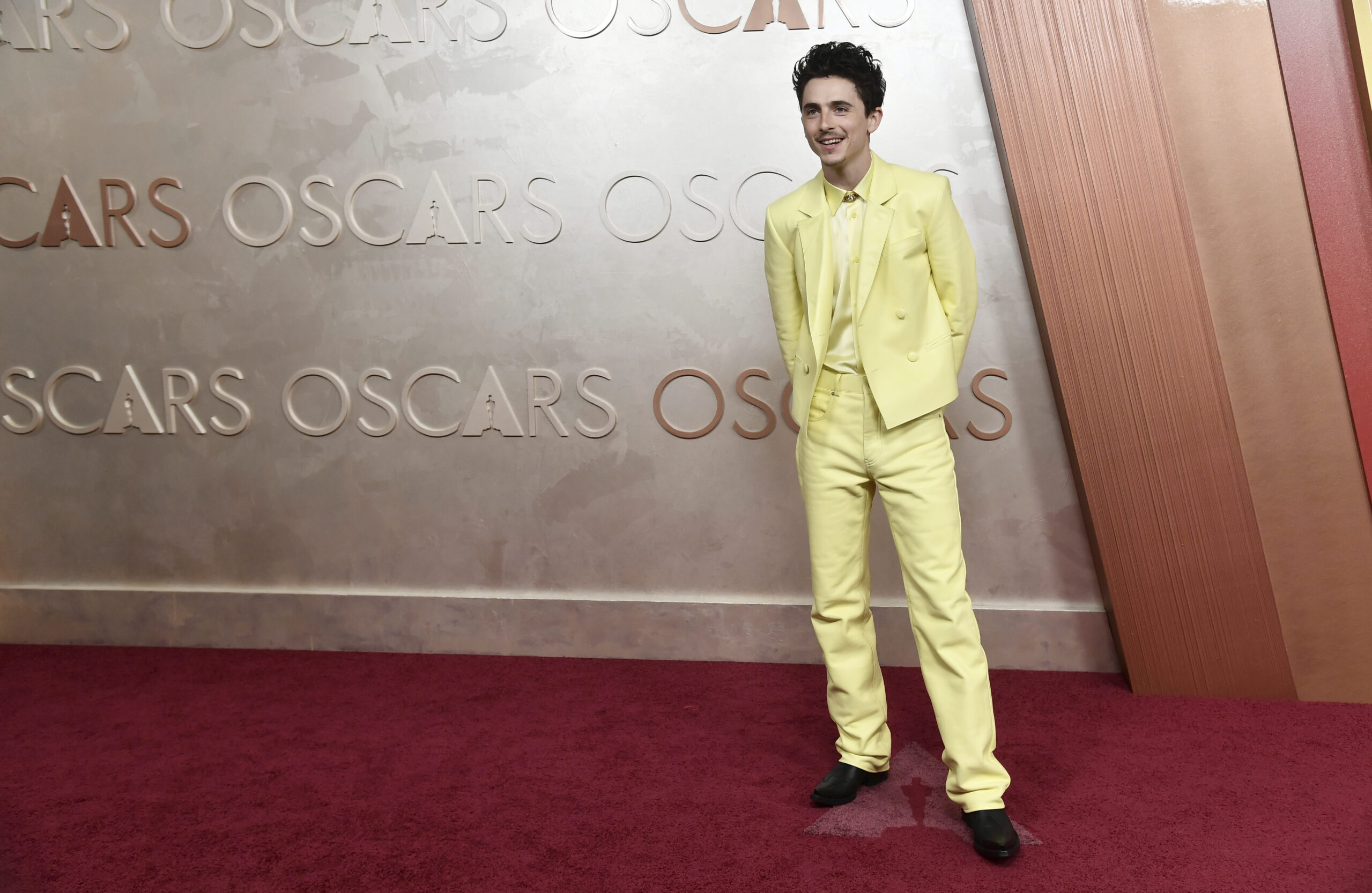 Timothee Chalamet arrives at the Oscars on Sunday, March 2, 2025, at the Dolby Theatre in Los Angeles. Image: Richard Shotwell/Invision/AP