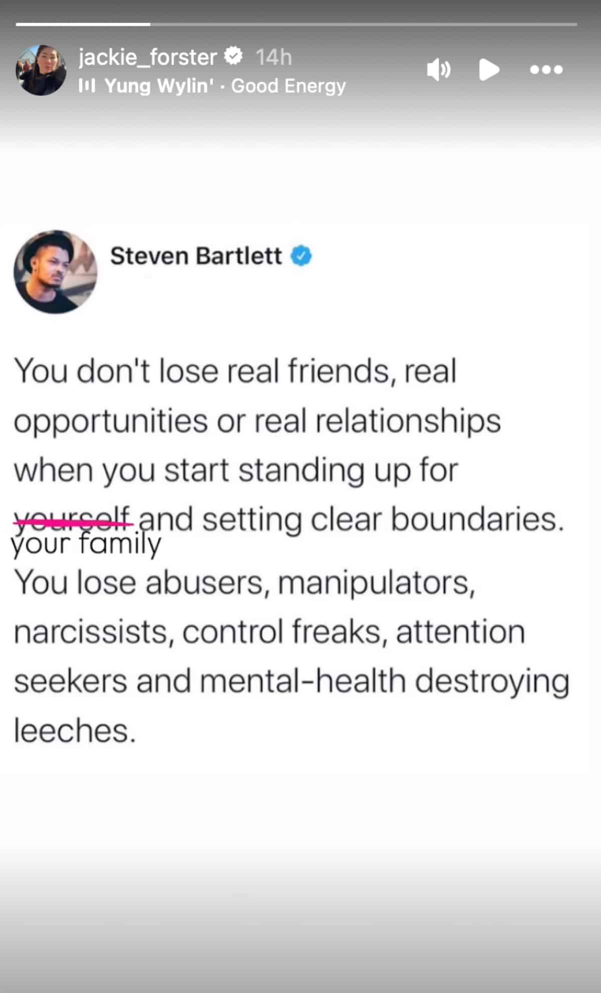 Jackie Forster reflects on losing 'manipulators' after he stands up for family