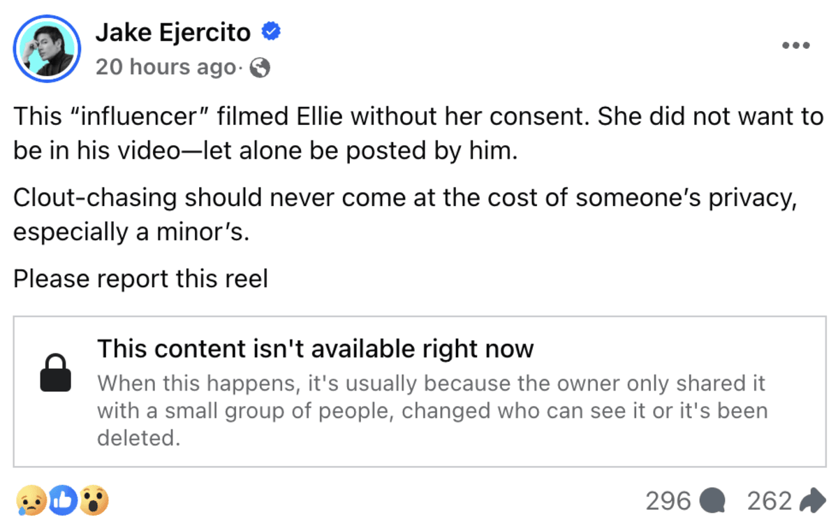 Image: Facebook/Jake Ejercito May312025