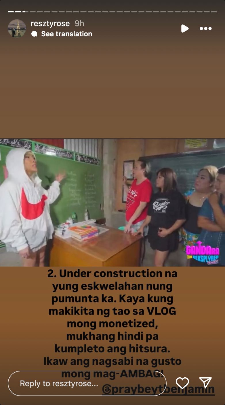 Heart Evangelista’s PA calls out Vice Ganda for throwing shade on ‘It’s Showtime’. Image: Screengrab from Instagram/@resztyrose
