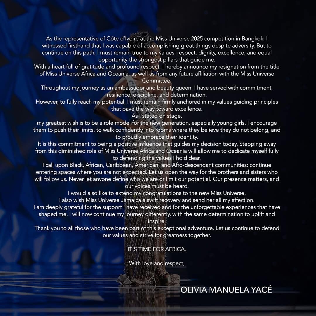 Cote d’Ivoire rescinds Miss Universe Africa and Oceania title