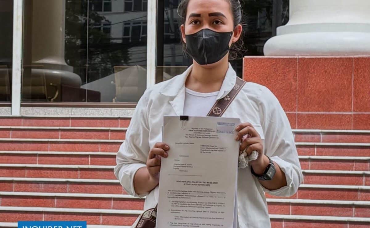 Samantha Ladiana Alaisa goes to the Office of the Ombudsman to file a complaint against former actress and provincial board member Angelica Jones Alarva on October 23, 2026.