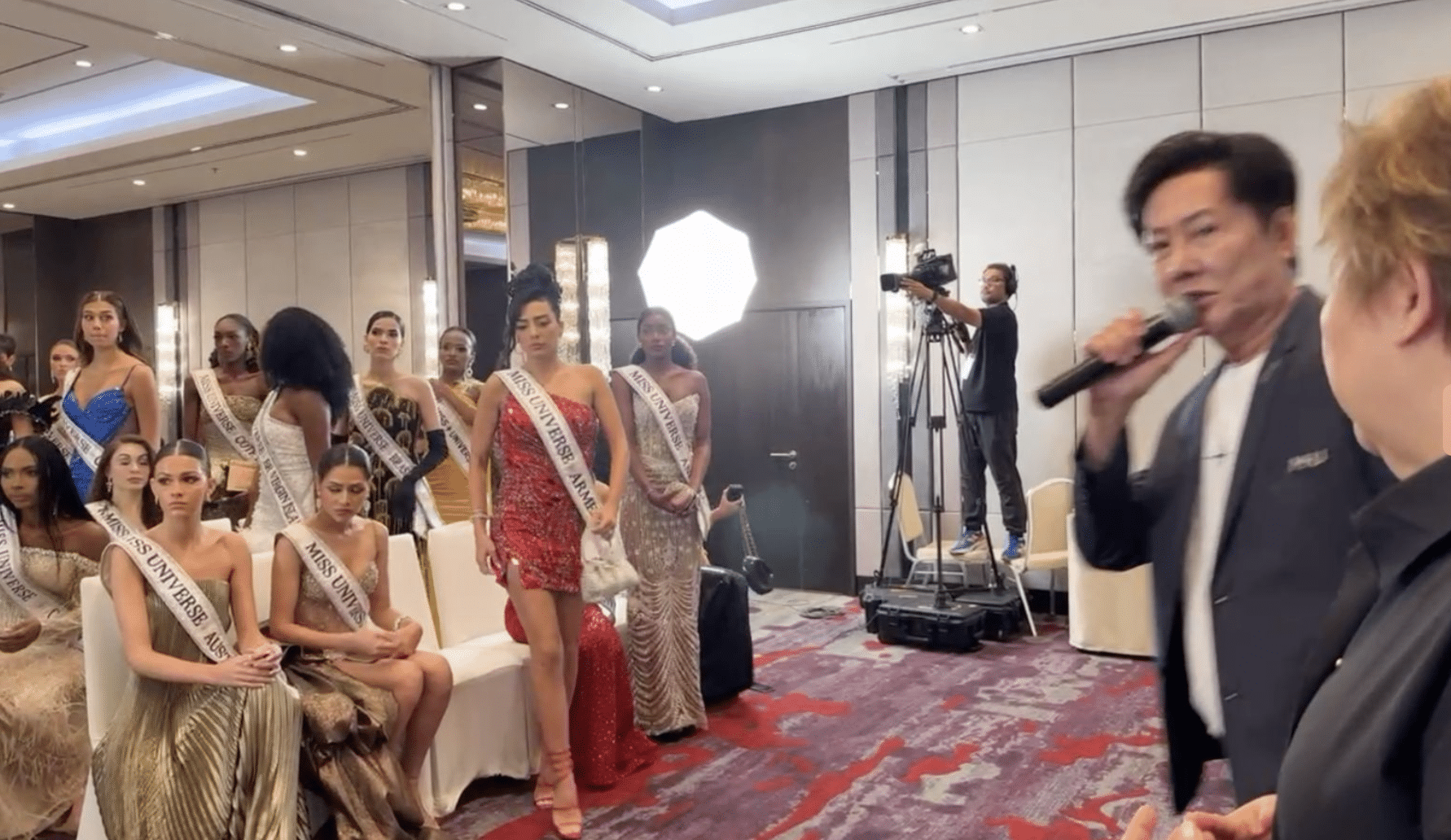 WATCH: Miss Universe 2025 candidates walk out on Nawat Itsaragrisil